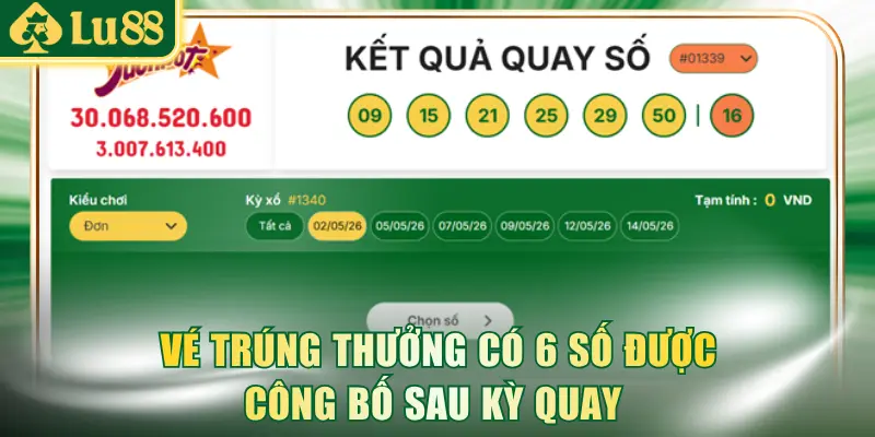 Vé trúng thưởng gồm 6 số được công bố sau kỳ quay Vietlott